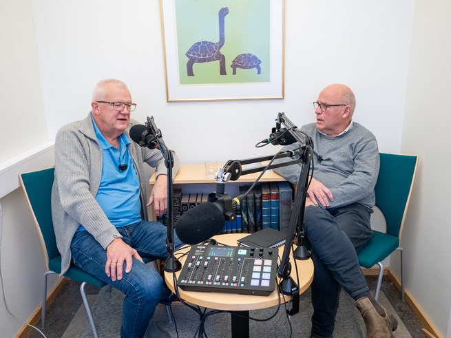 Peter og Ingebrigt i vårt mobile podkaststudio